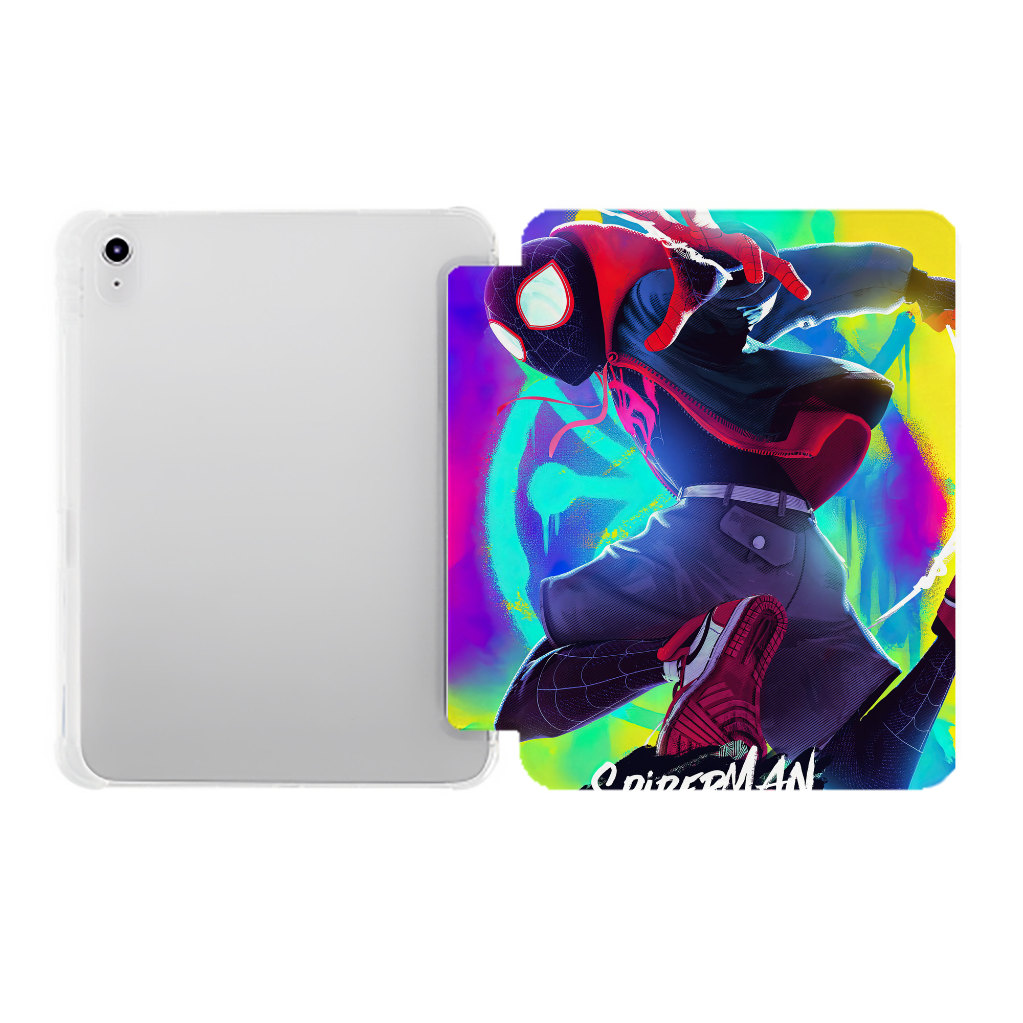 （画像用） Spider Man スパイダーマン IPad ケース ペン収納付き 三つ折りスタンド PUレザー×シリコン 対応機種9.5/10.5/10.9インチ